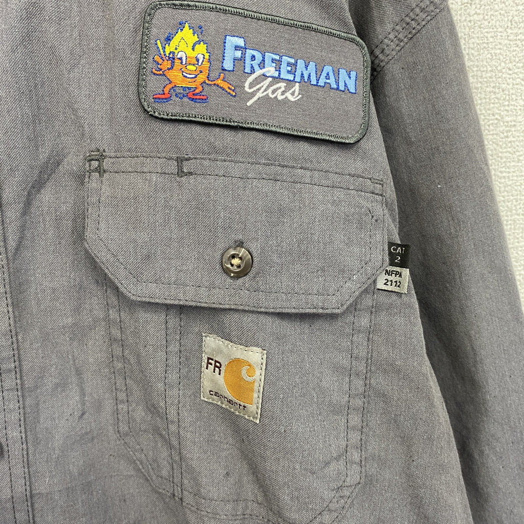 Carhartt　カーハート　長袖ワークシャツ　ボタンダウンシャツ　FR　灰色　グレー　Lサイズ　古着