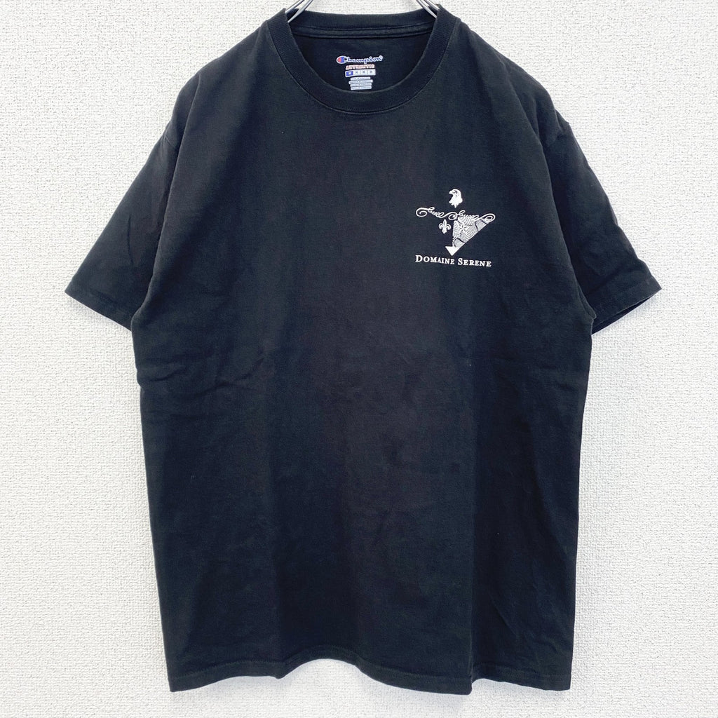champion　チャンピオン　半袖プリントTシャツ　ドメーヌ・セリーヌ　レトロ　ブラック　黒　Mサイズ　古着