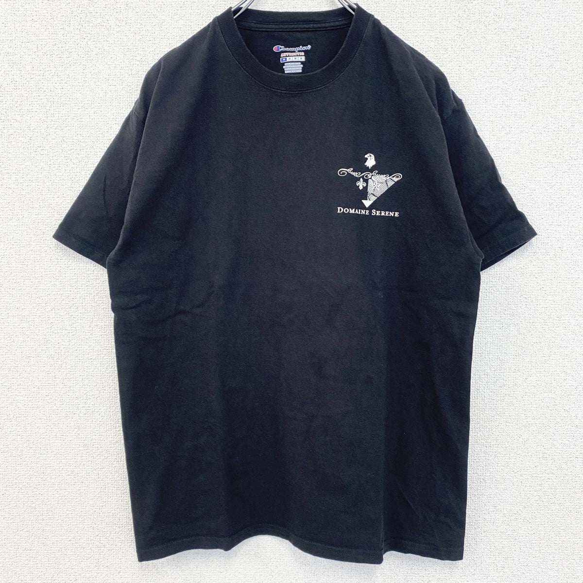 champion　チャンピオン　半袖プリントTシャツ　ドメーヌ・セリーヌ　レトロ　ブラック　黒　Mサイズ　古着