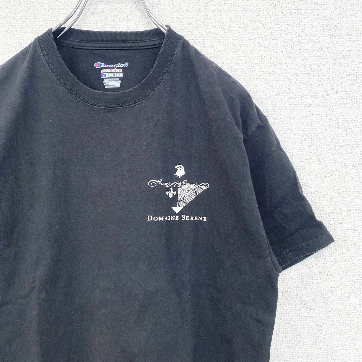 champion　チャンピオン　半袖プリントTシャツ　ドメーヌ・セリーヌ　レトロ　ブラック　黒　Mサイズ　古着
