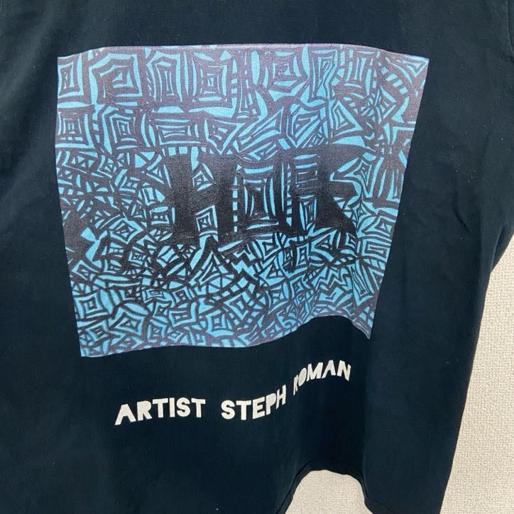 GILDAN ギルダン　半袖プリントTシャツ　個性的デザイン　レトロ　春夏服　黒　ブラック　カジュアルデザイン　Lサイズ　古着