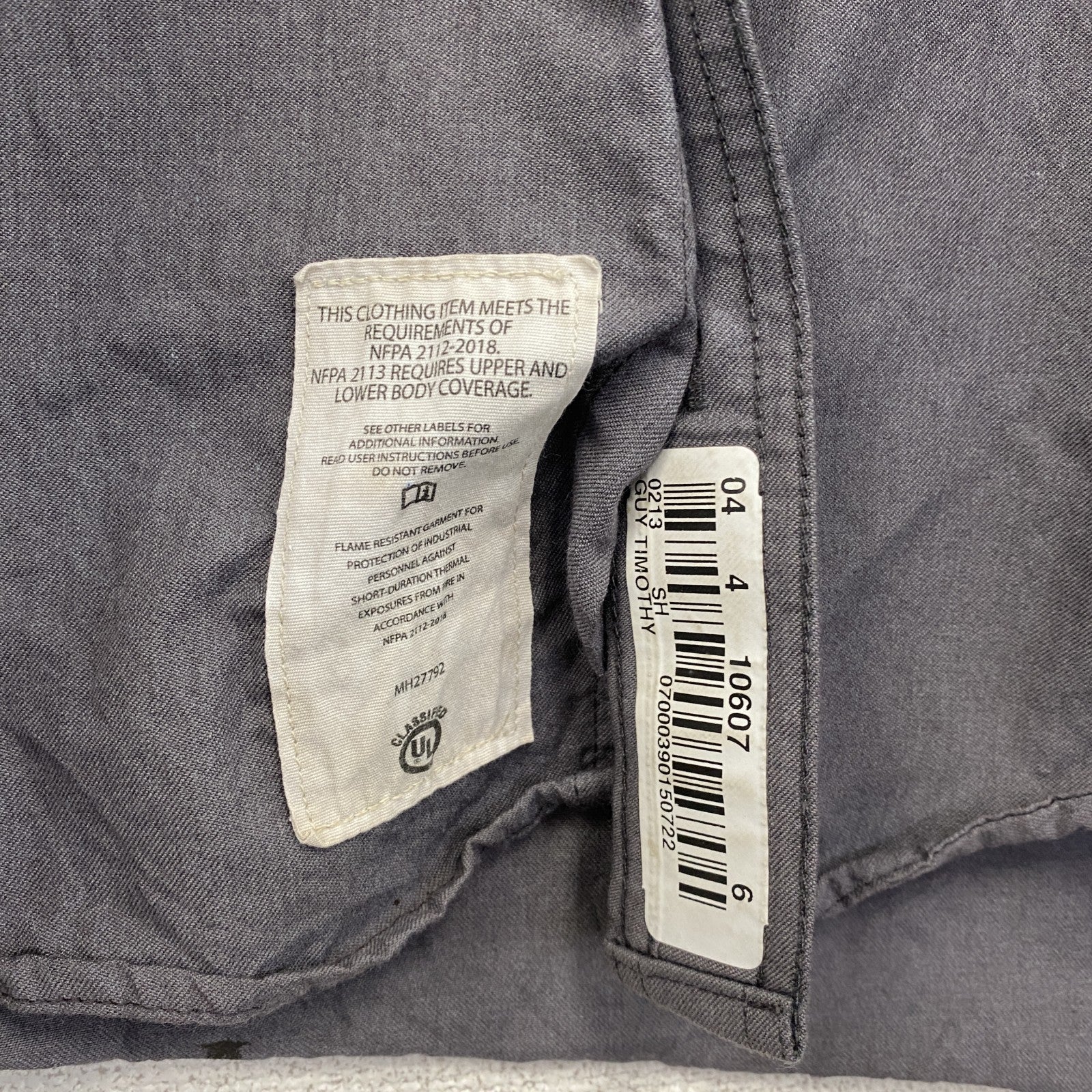Carhartt　カーハート　長袖ワークシャツ　ボタンダウンシャツ　FR　灰色　グレー　Lサイズ　古着