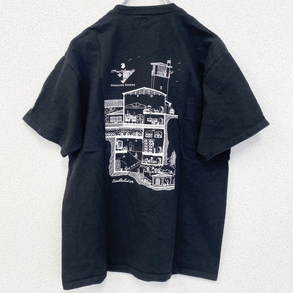champion　チャンピオン　半袖プリントTシャツ　ドメーヌ・セリーヌ　レトロ　ブラック　黒　Mサイズ　古着