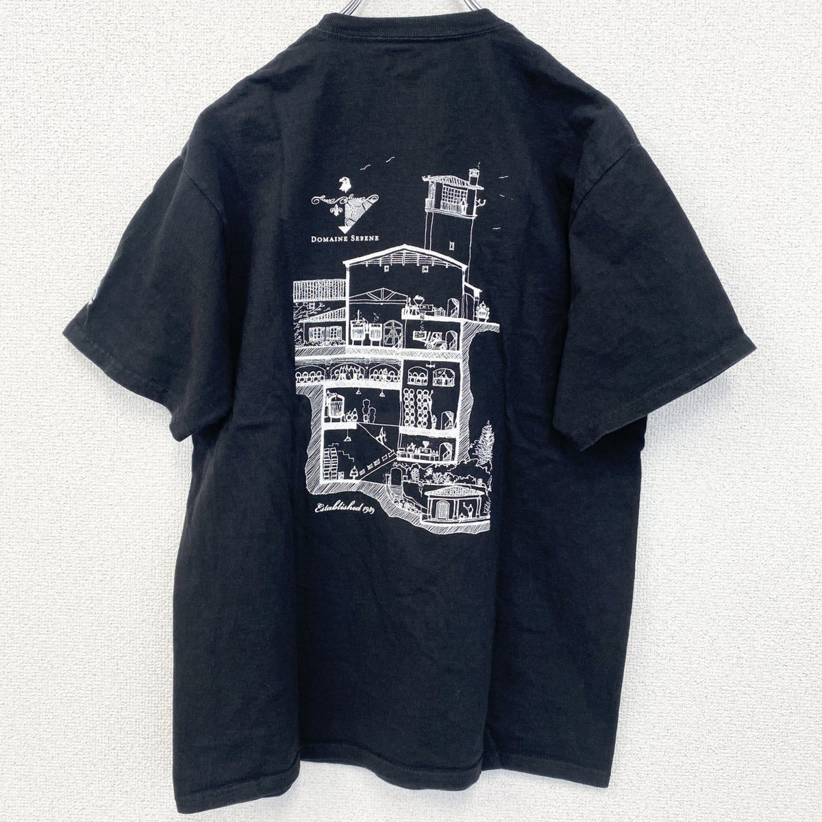champion　チャンピオン　半袖プリントTシャツ　ドメーヌ・セリーヌ　レトロ　ブラック　黒　Mサイズ　古着