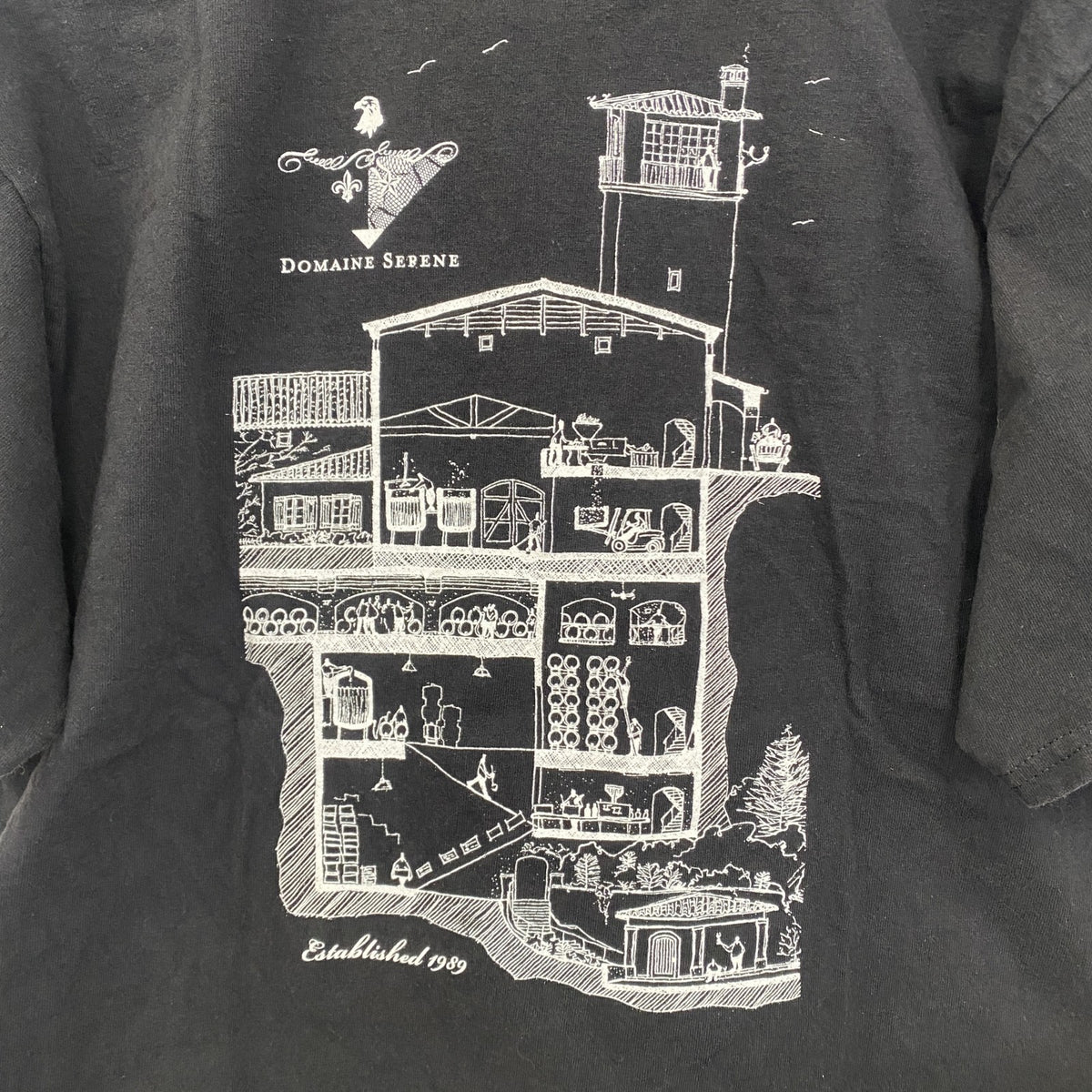 champion　チャンピオン　半袖プリントTシャツ　ドメーヌ・セリーヌ　レトロ　ブラック　黒　Mサイズ　古着