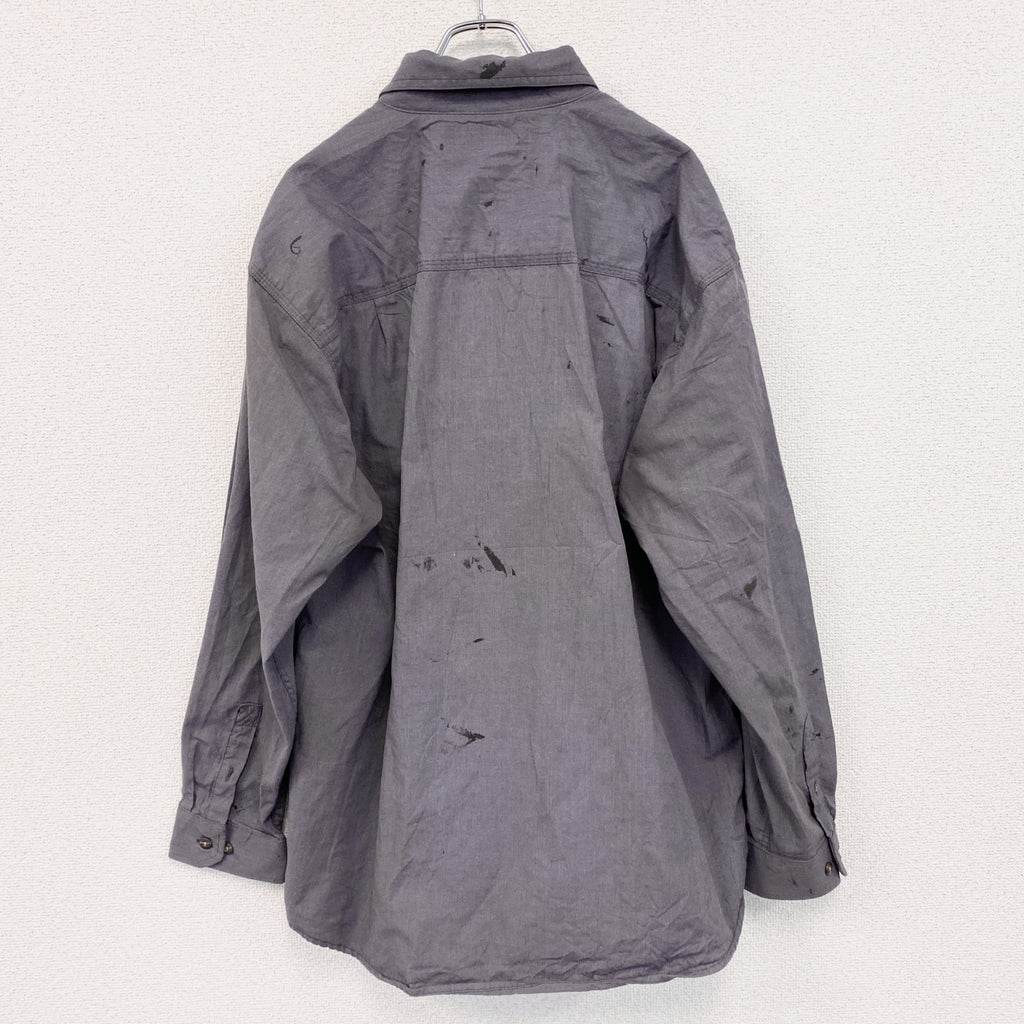 Carhartt　カーハート　長袖ワークシャツ　ボタンダウンシャツ　FR　灰色　グレー　Lサイズ　古着