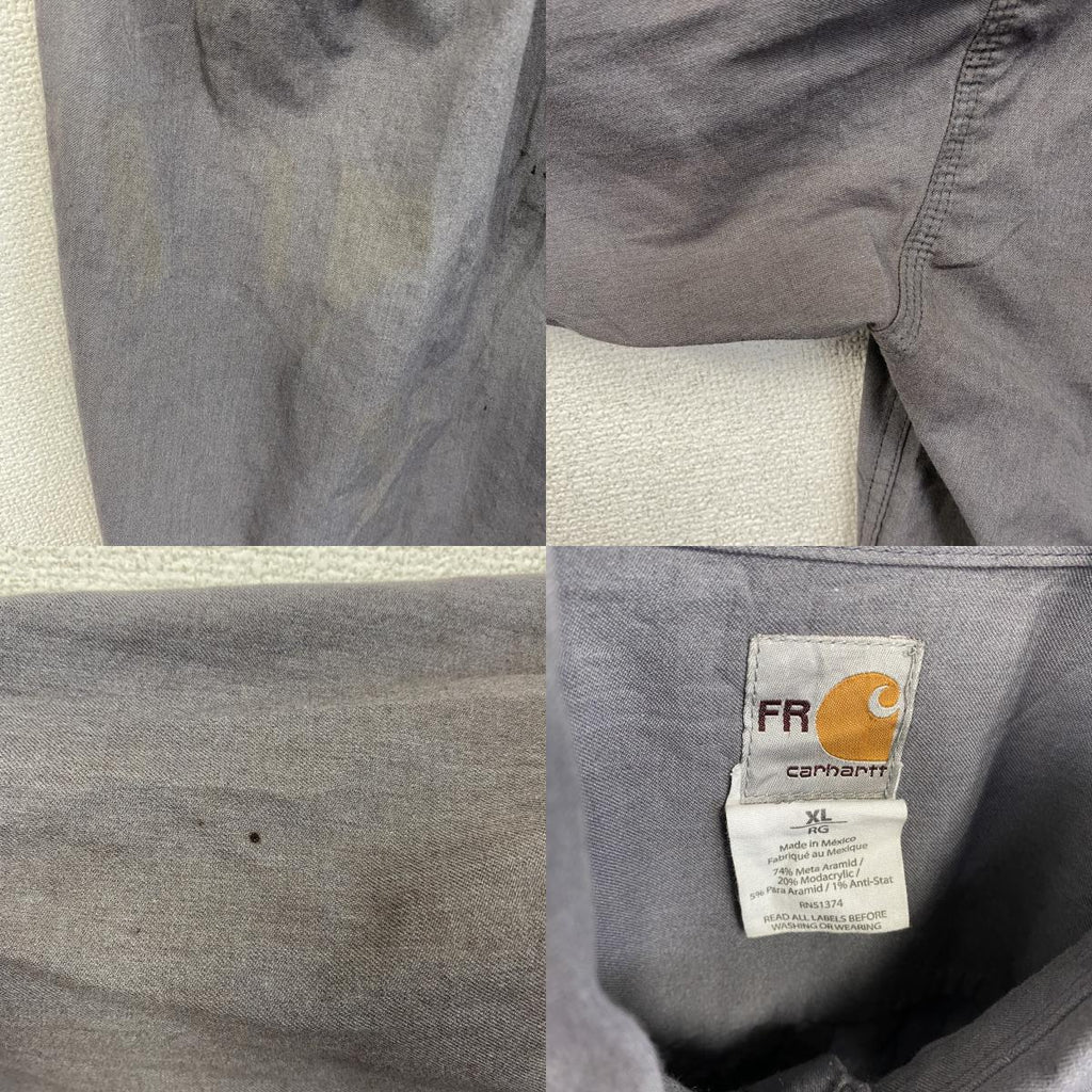Carhartt　カーハート　長袖ワークシャツ　ボタンダウンシャツ　FR　灰色　グレー　Lサイズ　古着