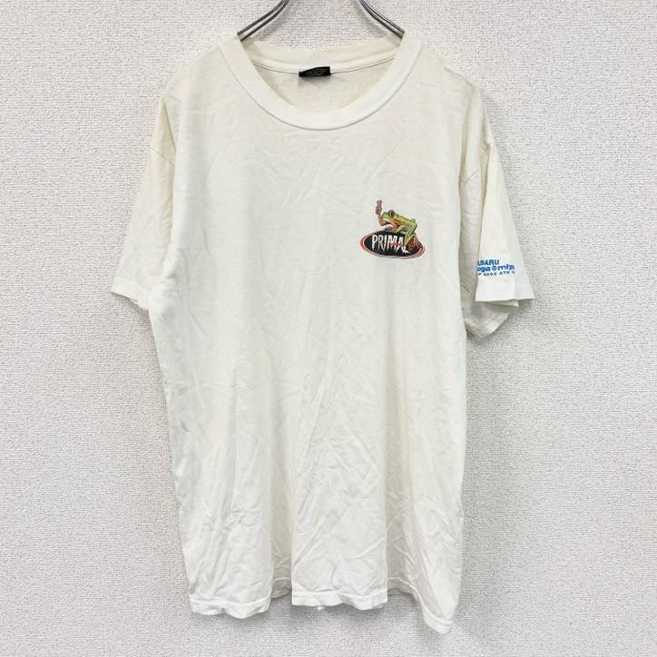 00s　PRIMAL　半袖プリントTシャツ　ヴィンテージ　白　ホワイト　Lサイズ カットソー メンズ コットン 古着
