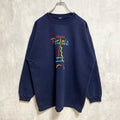 ～90s　ロゴ刺繍スウェット/トレーナー　ヴィンテージ　フランス　パリ　エッフェル塔　ネイビー　紺　秋冬服　Lサイズ　古着