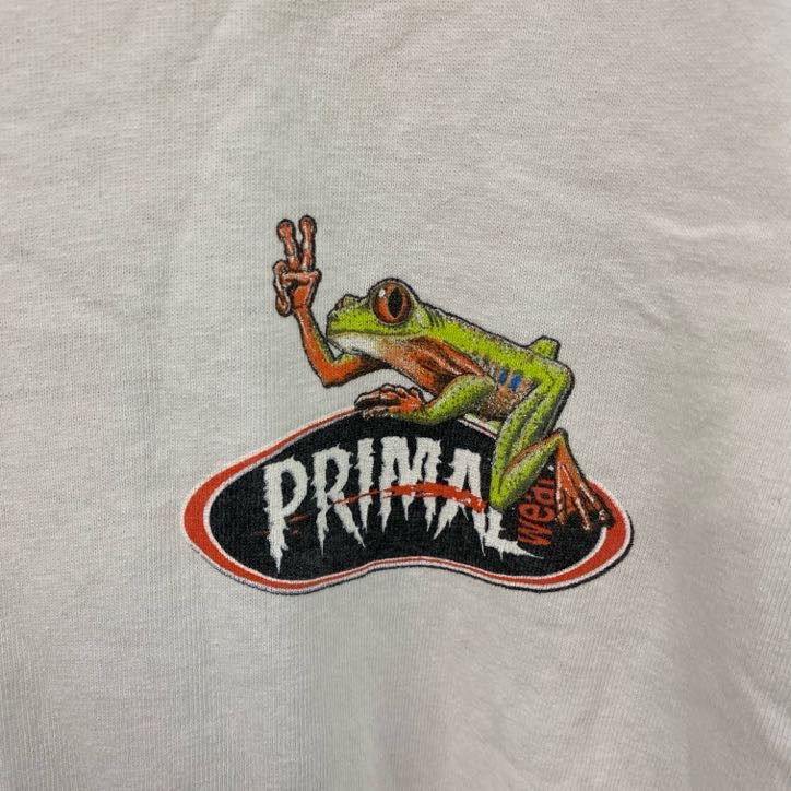 00s　PRIMAL　半袖プリントTシャツ　ヴィンテージ　白　ホワイト　Lサイズ カットソー メンズ コットン 古着