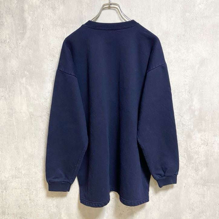 ～90s　ロゴ刺繍スウェット/トレーナー　ヴィンテージ　フランス　パリ　エッフェル塔　ネイビー　紺　秋冬服　Lサイズ　古着