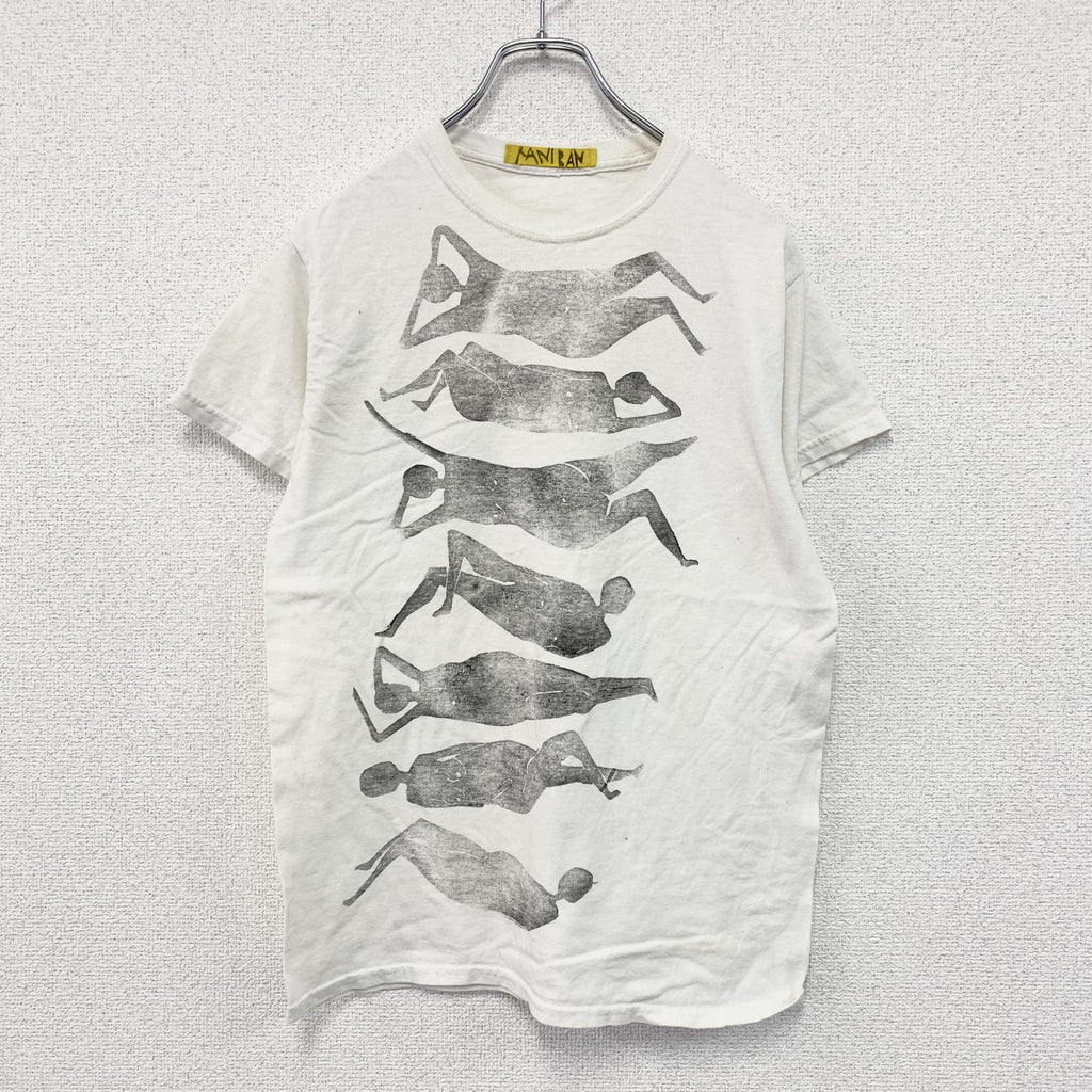 MANIBAN　半袖プリントTシャツ　人物T　白　ホワイト カットソー メンズ 古着
