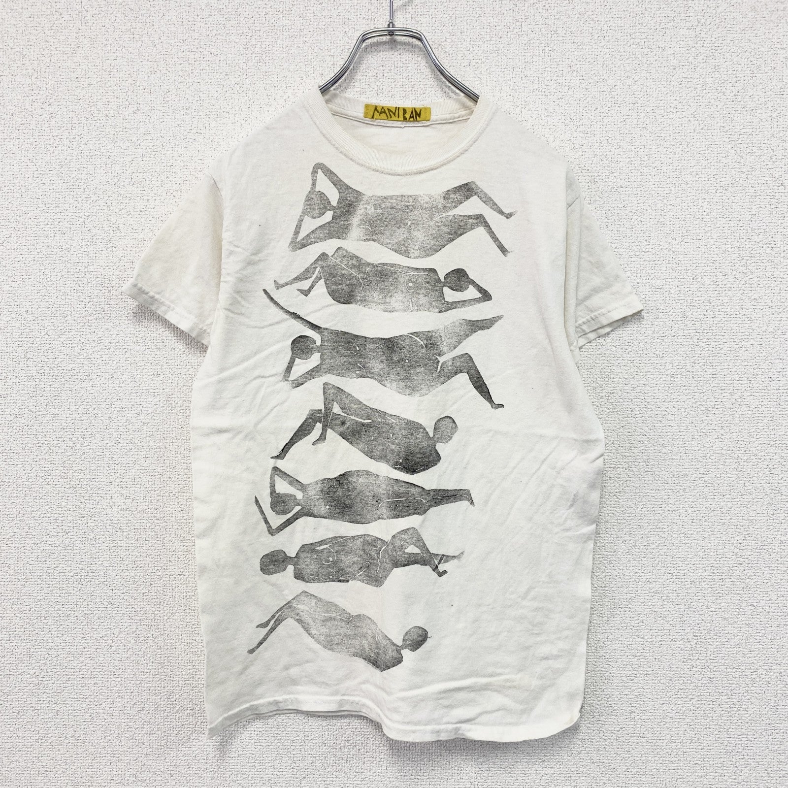 MANIBAN　半袖プリントTシャツ　人物T　白　ホワイト カットソー メンズ 古着
