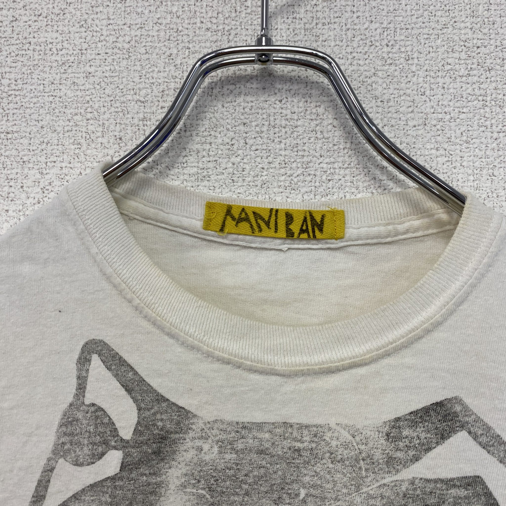 MANIBAN　半袖プリントTシャツ　人物T　白　ホワイト カットソー メンズ 古着