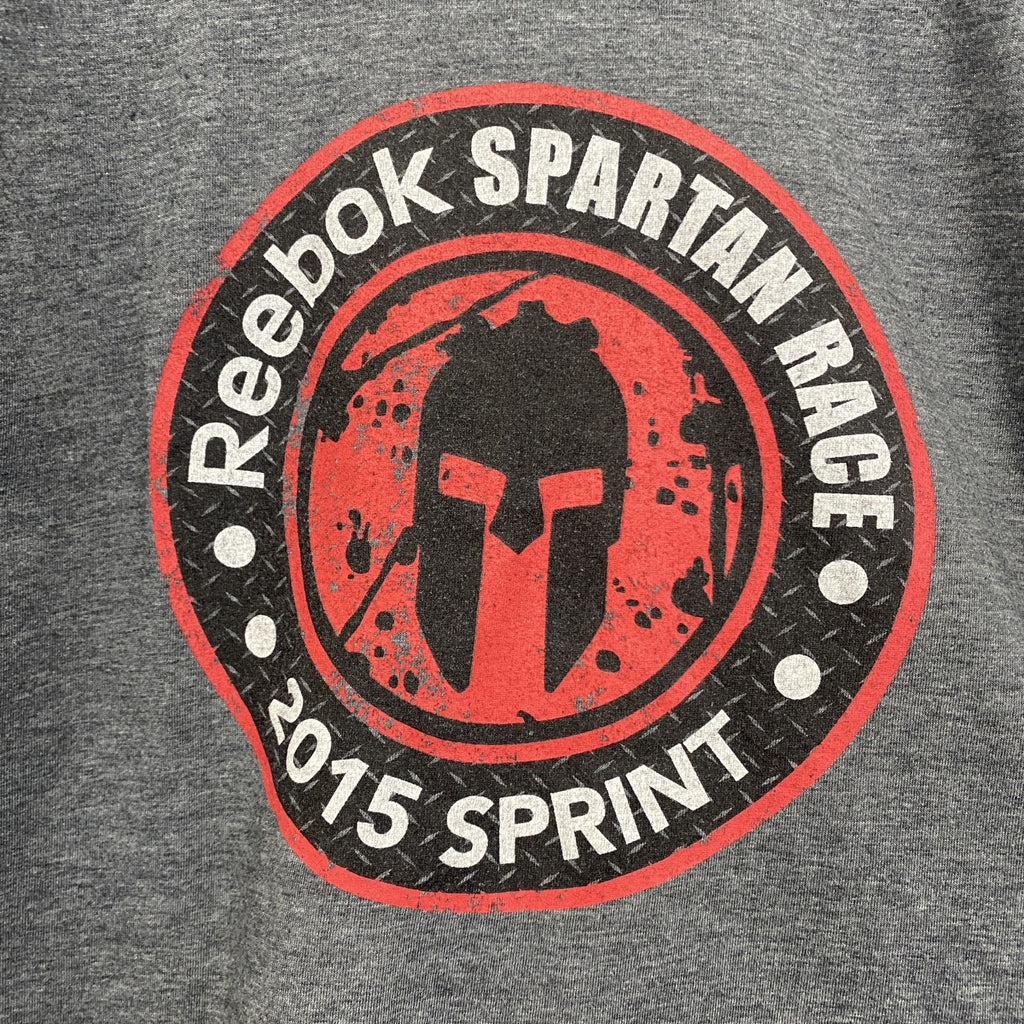 Reebok　リーボック　半袖プリントTシャツ　スパルタンレース　フィニッシャー　2015　グレー　灰色　Sサイズ　古着