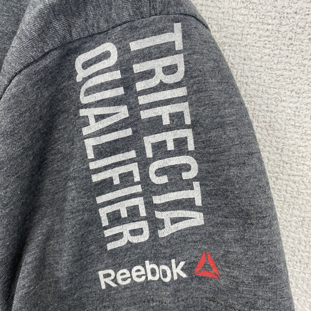 Reebok　リーボック　半袖プリントTシャツ　スパルタンレース　フィニッシャー　2015　グレー　灰色　Sサイズ　古着