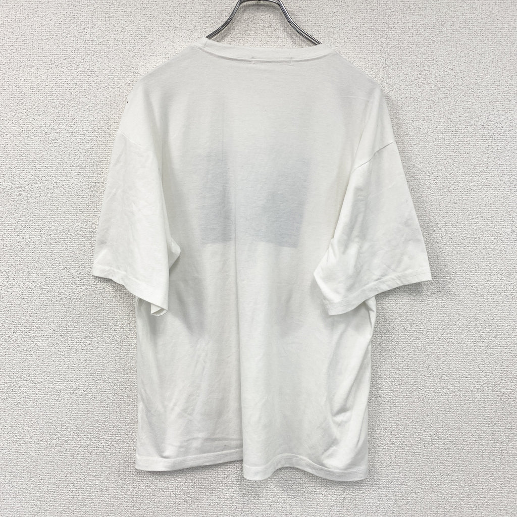 Aoojre　半袖プリントTシャツ　白　ホワイト カットソー メンズ コットン 古着
