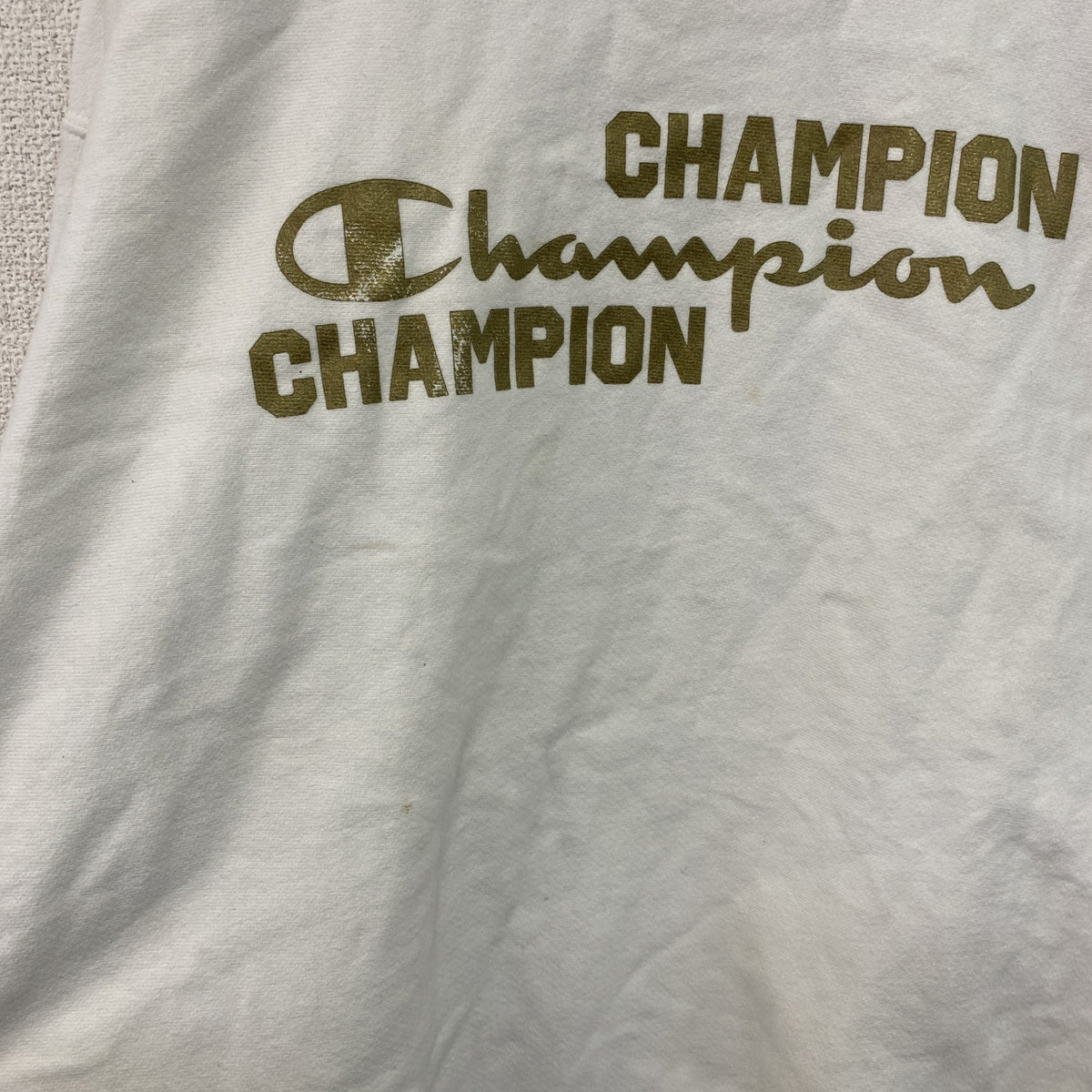 Champion　チャンピオン　リバースウィーブ　スウェット/トレーナー　3連プリント　白　ホワイト　XLサイズ　古着