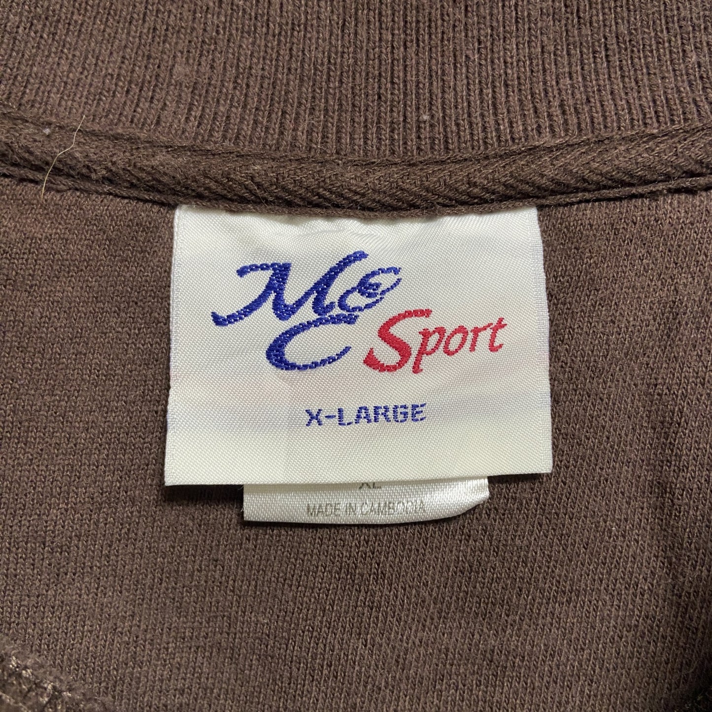 古着 used　MCSport　長袖ロゴ刺繍スウェット　トレーナー　茶色　ブラウン　クルーネック　オーバーサイズ　XLサイズ