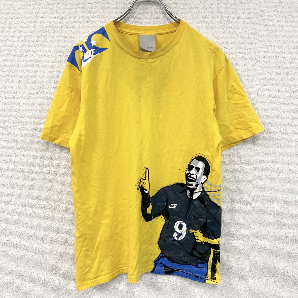 00s　NIKE　ナイキ　ロナウド　半袖プリントTシャツ　ヴィンテージ　黄色　イエロー　Lサイズ　古着