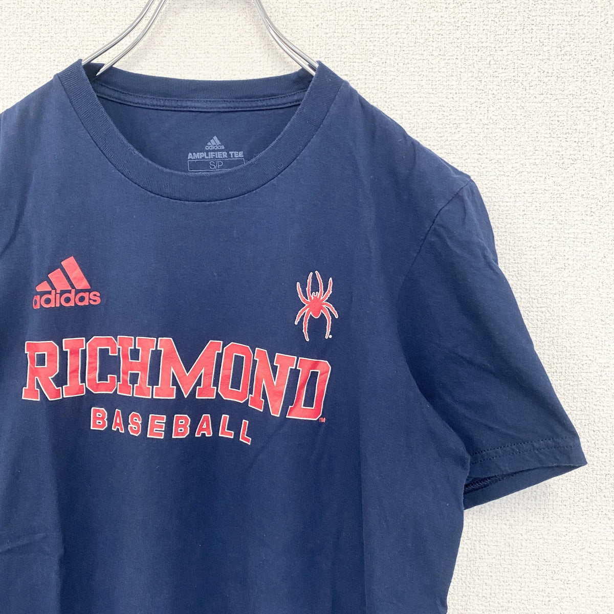 adidas　アディダス　半袖プリントTシャツ　RICHMOND　リッチモンド　ベースボール　ネイビー　紺　Ｓサイズ　古着