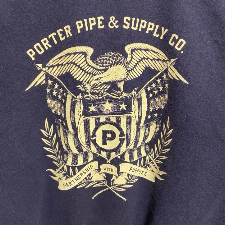 長袖プリントスウェット　トレーナー　バックプリント　PORTERPIPE&SUPPLY　鳥　黒　ブラック　Lサイズ　古着