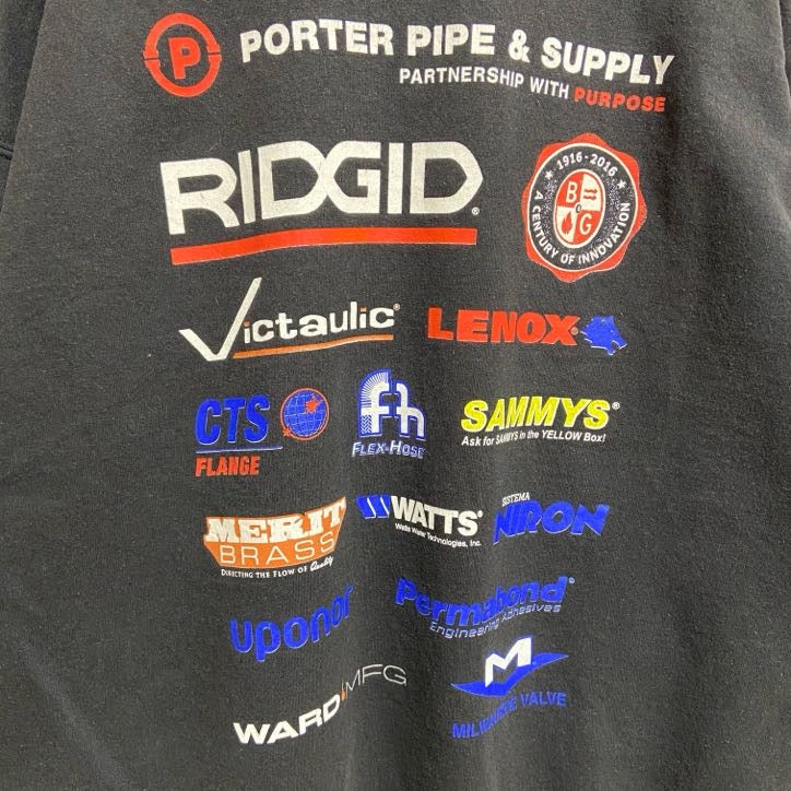 長袖プリントスウェット　トレーナー　バックプリント　PORTERPIPE&SUPPLY　鳥　黒　ブラック　Lサイズ　古着