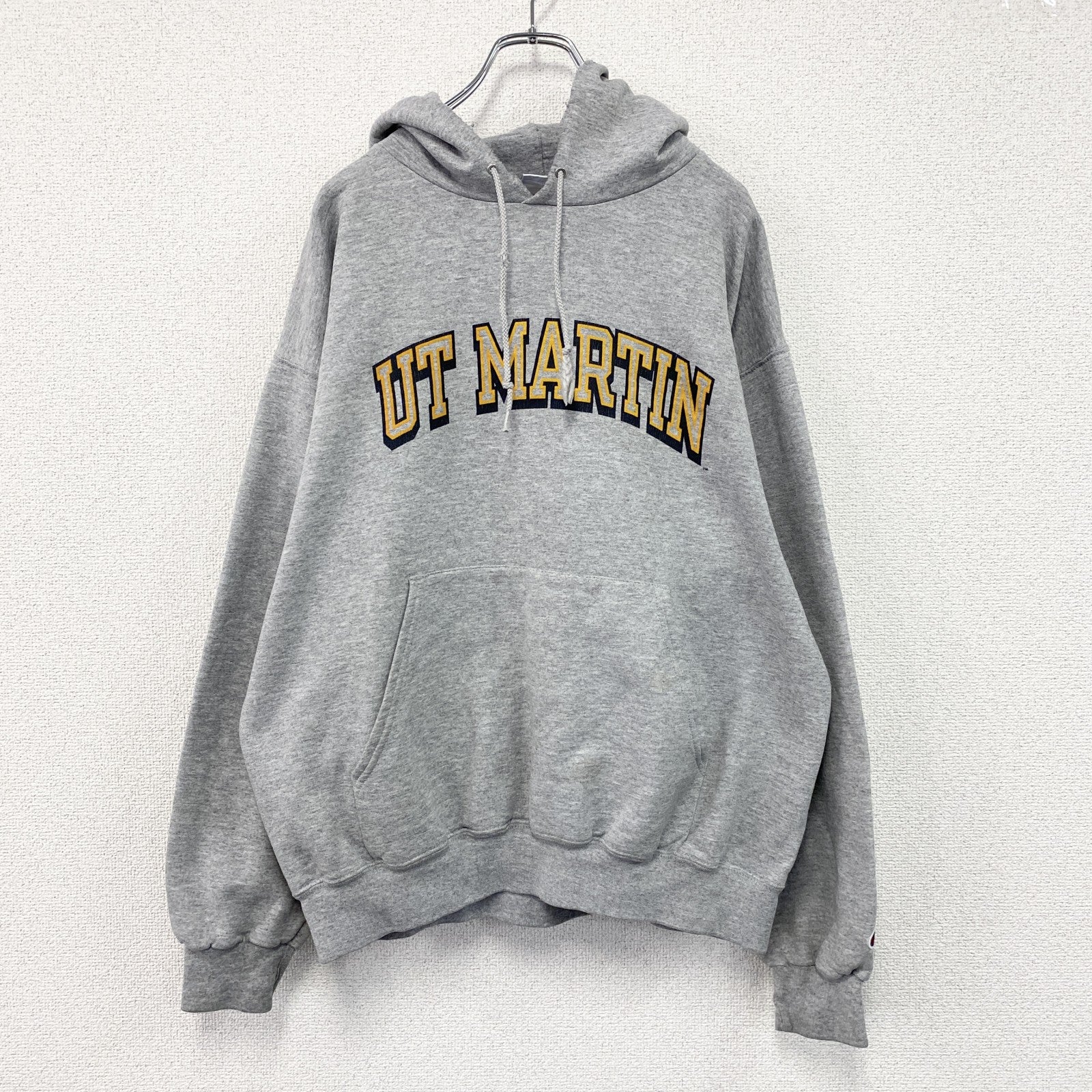 00s　Champion　チャンピオン　スウェットパーカー/フーディー　アーチプリント　ヴィンテージ　灰色　グレー　Lサイズ　古着