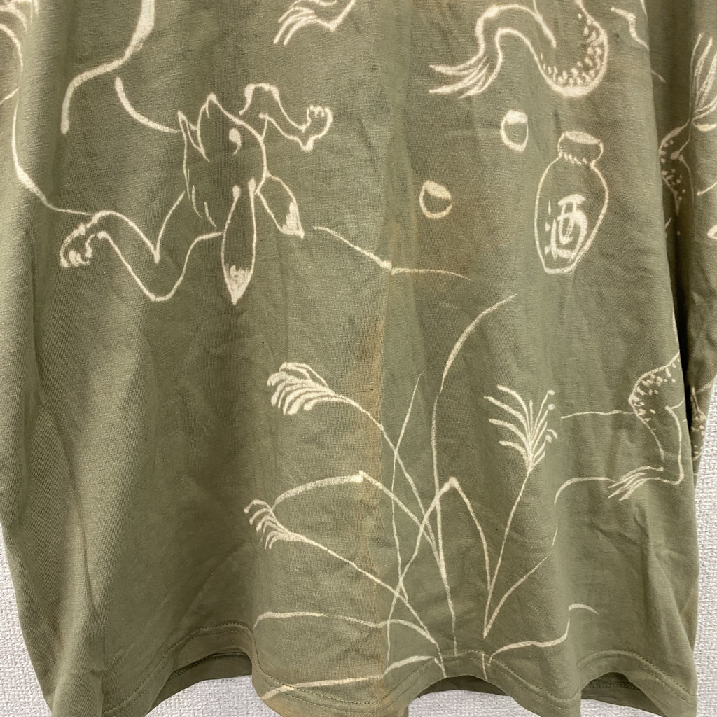 半袖プリントTシャツ　カーキ カットソー メンズ 古着