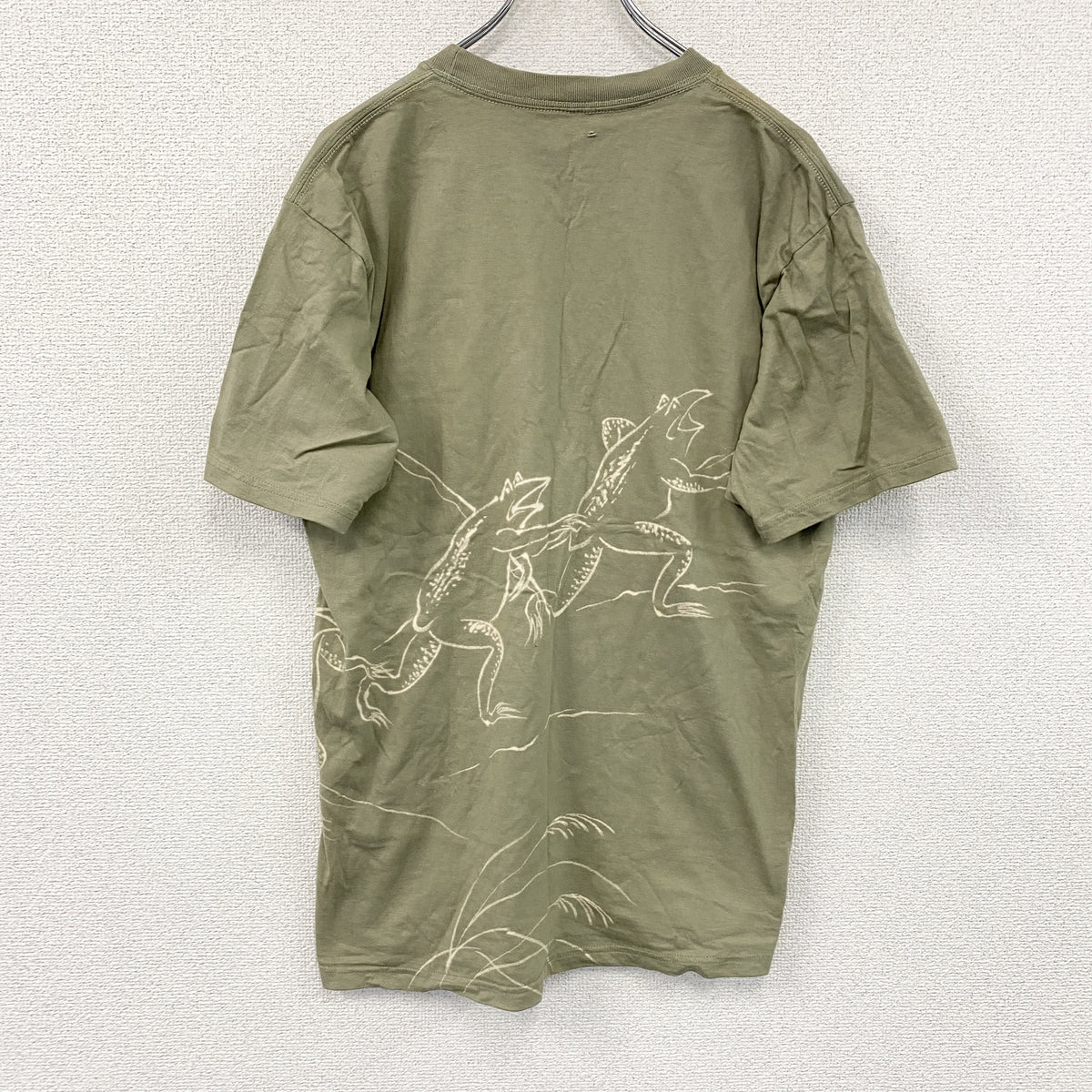 半袖プリントTシャツ　カーキ カットソー メンズ 古着
