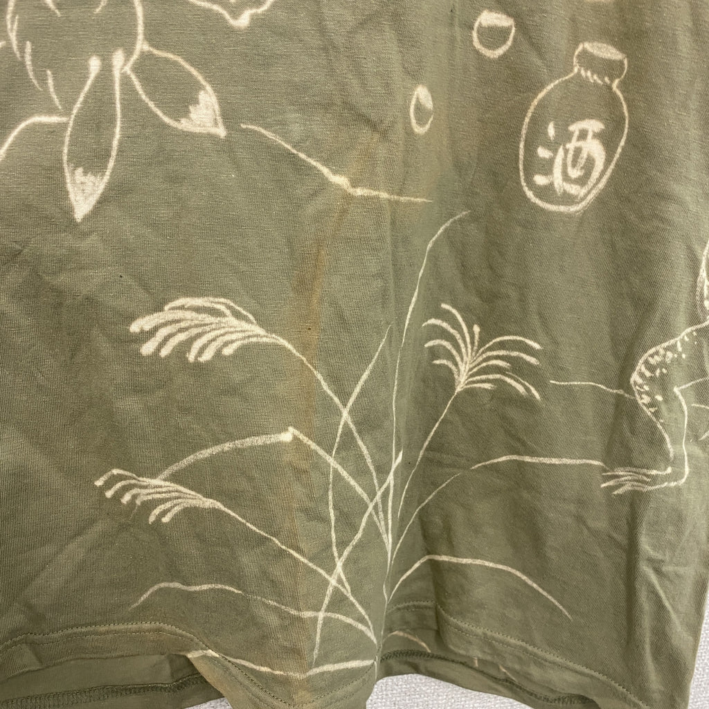 半袖プリントTシャツ　カーキ カットソー メンズ 古着