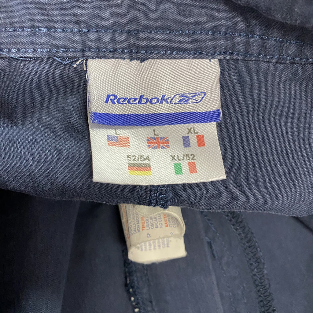Reebok　リーボック　ワークパンツ　ジップフライ　刺繍ロゴ　紺　ネイビー　Lサイズ　古着