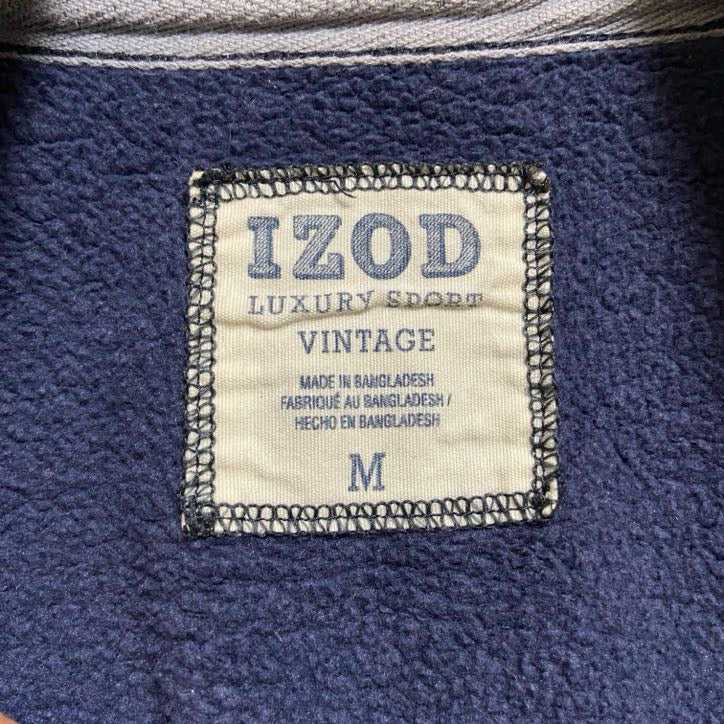 IZOD　アイゾッド　長袖ハーフジップスウェット　トレーナー　ワンポイント刺繍　Vintage　ネイビー　紺　Mサイズ　古着
