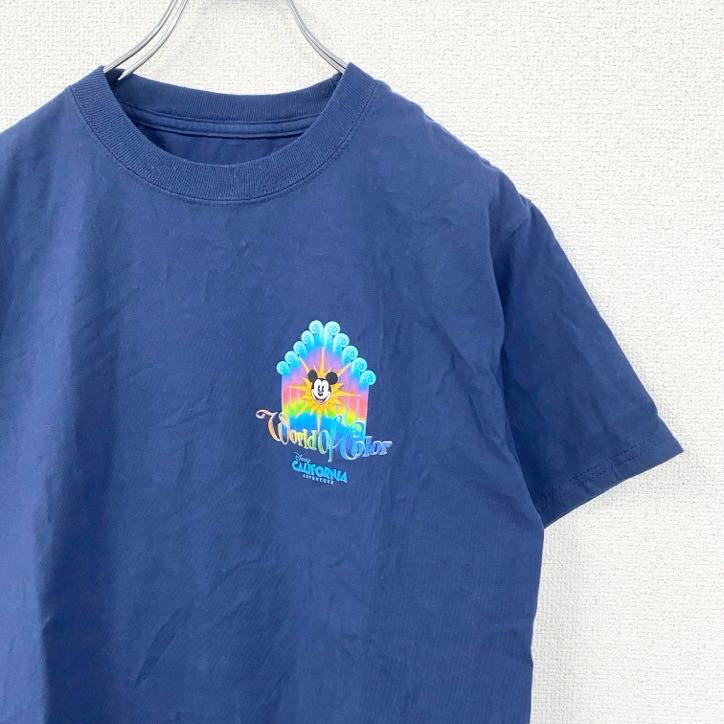 Hanes　ヘインズ　半袖プリントTシャツ　ディズニーランド　ミッキーマウス　レトロ　ネイビー　紺　Sサイズ　古着
