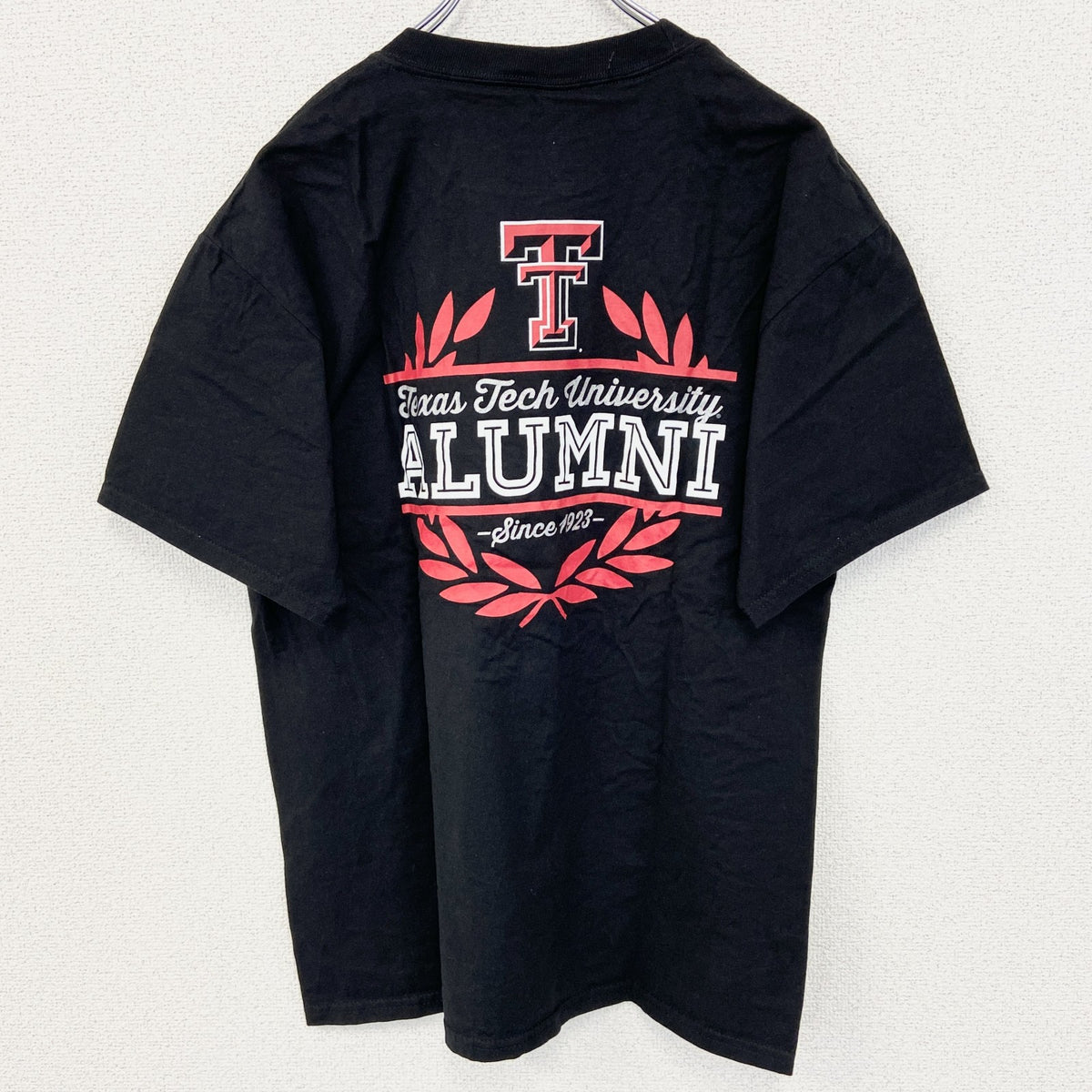 Hanes ヘインズ　半袖胸ポケット付きカレッジTシャツ　バックプリント　テキサス工科大学　黒　ブラック　Mサイズ　古着