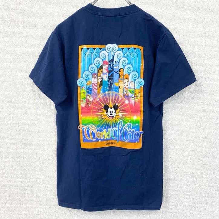 Hanes　ヘインズ　半袖プリントTシャツ　ディズニーランド　ミッキーマウス　レトロ　ネイビー　紺　Sサイズ　古着