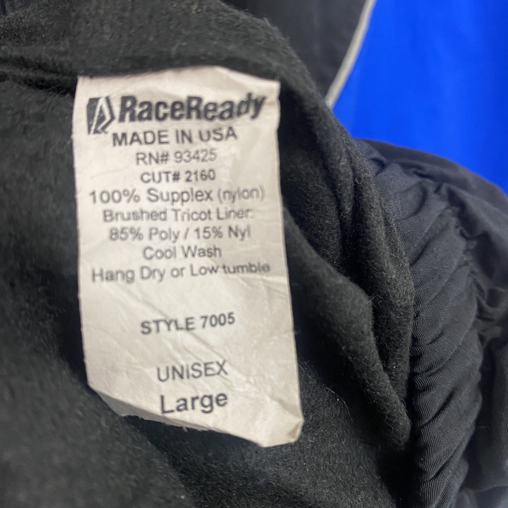 RaceReady　フジップナイロンジャケット　英字プリント　黒　ブラック　青　ブルー　Lサイズ ウインドブレーカー ナイロンアウター メンズ 古着
