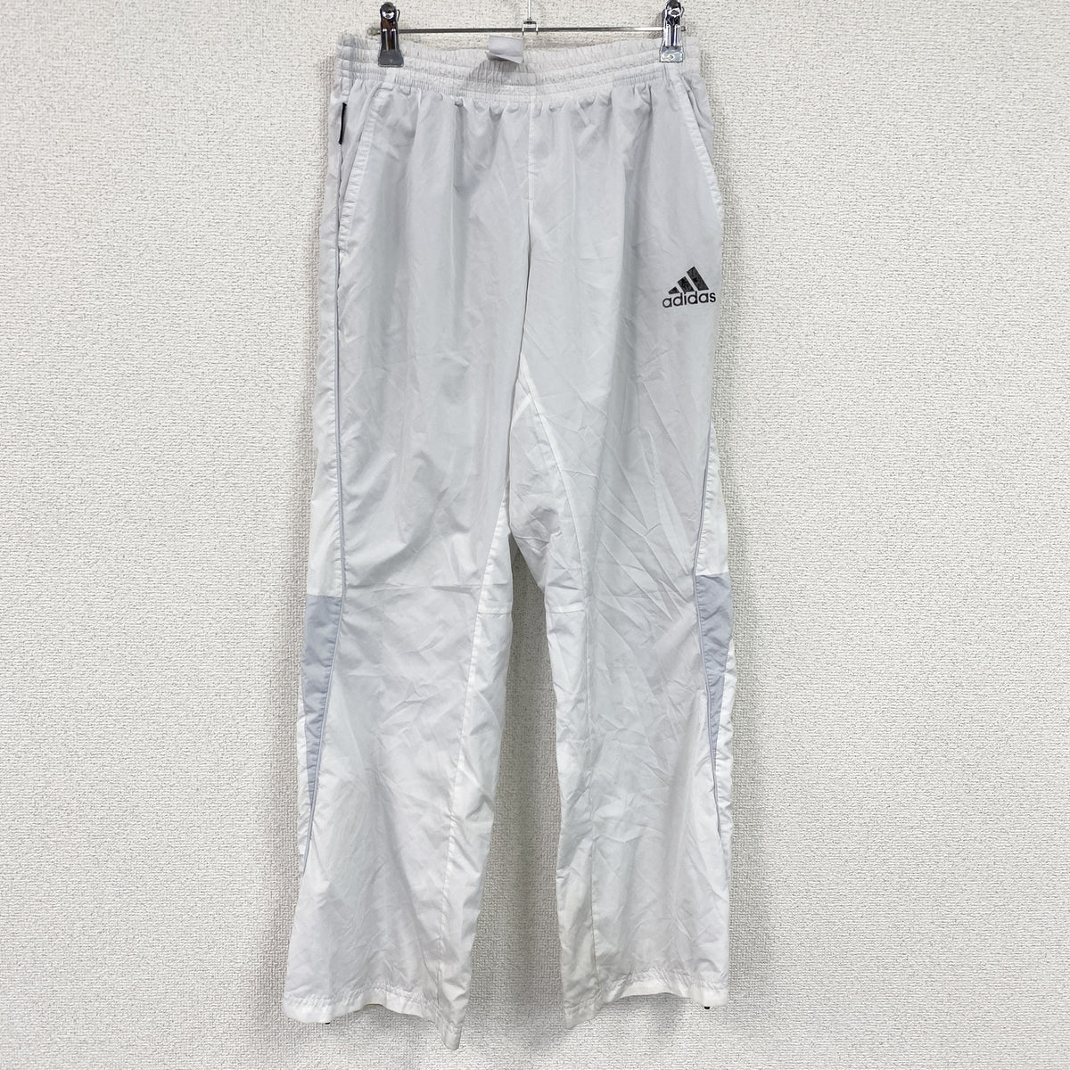 adidas　アディダス　トラックパンツ/ジャージパンツ　白　ホワイト　Lサイズ メンズ ポリエステル 古着