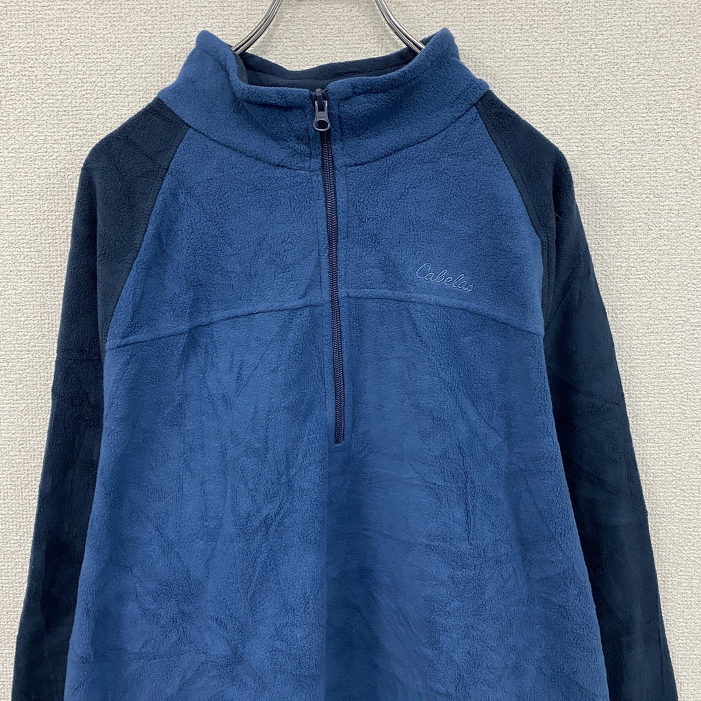 Cabela’ｓ　カベラス　ハーフジップフリースプルオーバージャケット/ボアジャケット　青　ブルー　XLサイズ　古着