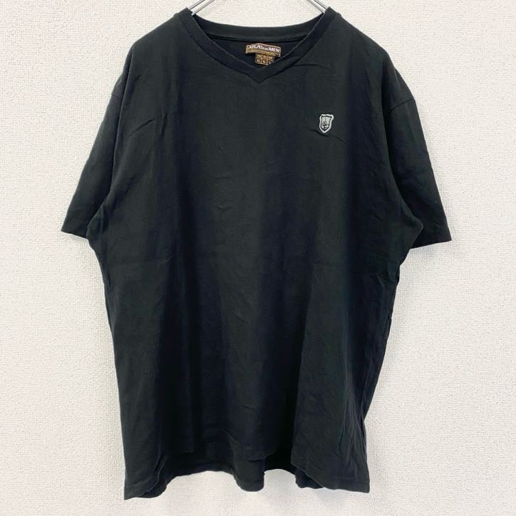 ATLAS FOR MEN　半袖ワンポイント刺繍Tシャツ　ワッペン　レトロデザイン　ブラック　黒　XLサイズ　古着