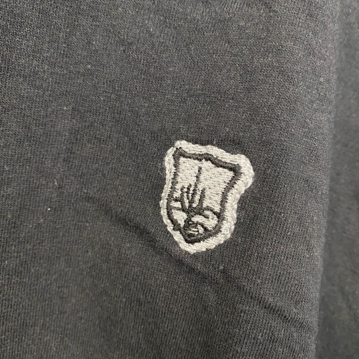ATLAS FOR MEN　半袖ワンポイント刺繍Tシャツ　ワッペン　レトロデザイン　ブラック　黒　XLサイズ　古着