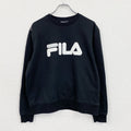 FILA　フィラ　スウェット/トレーナー　デカロゴ　スポーツミックス　ストリート　モノクロ　クルーネック　黒　ブラック　XLサイズ　古着