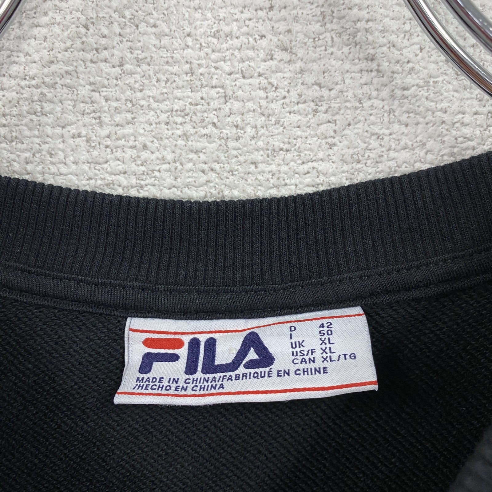 FILA　フィラ　スウェット/トレーナー　デカロゴ　スポーツミックス　ストリート　モノクロ　クルーネック　黒　ブラック　XLサイズ　古着