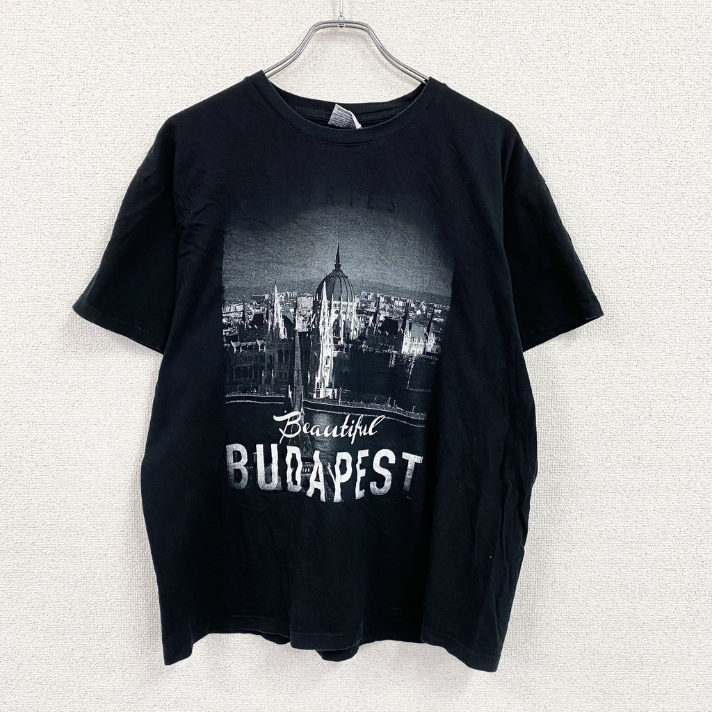 FOX ORIGINALS　半袖プリントTシャツ　ブタペスト　ハンガリー　黒　ブラック　XLサイズ　古着