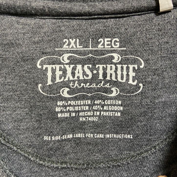 TEXASTRUE　長袖起毛スウェット　トレーナー　ロゴワッペン　VINTAGE　グレー　灰色　XLサイズ　古着
