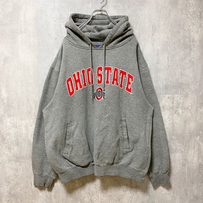 古着 used　CHAMPS OHIO STATE　オハイオ大学　長袖カレッジ刺繍パーカー　グレー　オーバーサイズ　Lサイズ