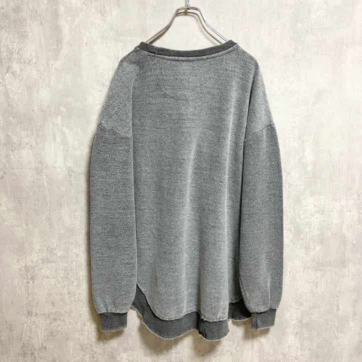 TEXASTRUE　長袖起毛スウェット　トレーナー　ロゴワッペン　VINTAGE　グレー　灰色　XLサイズ　古着