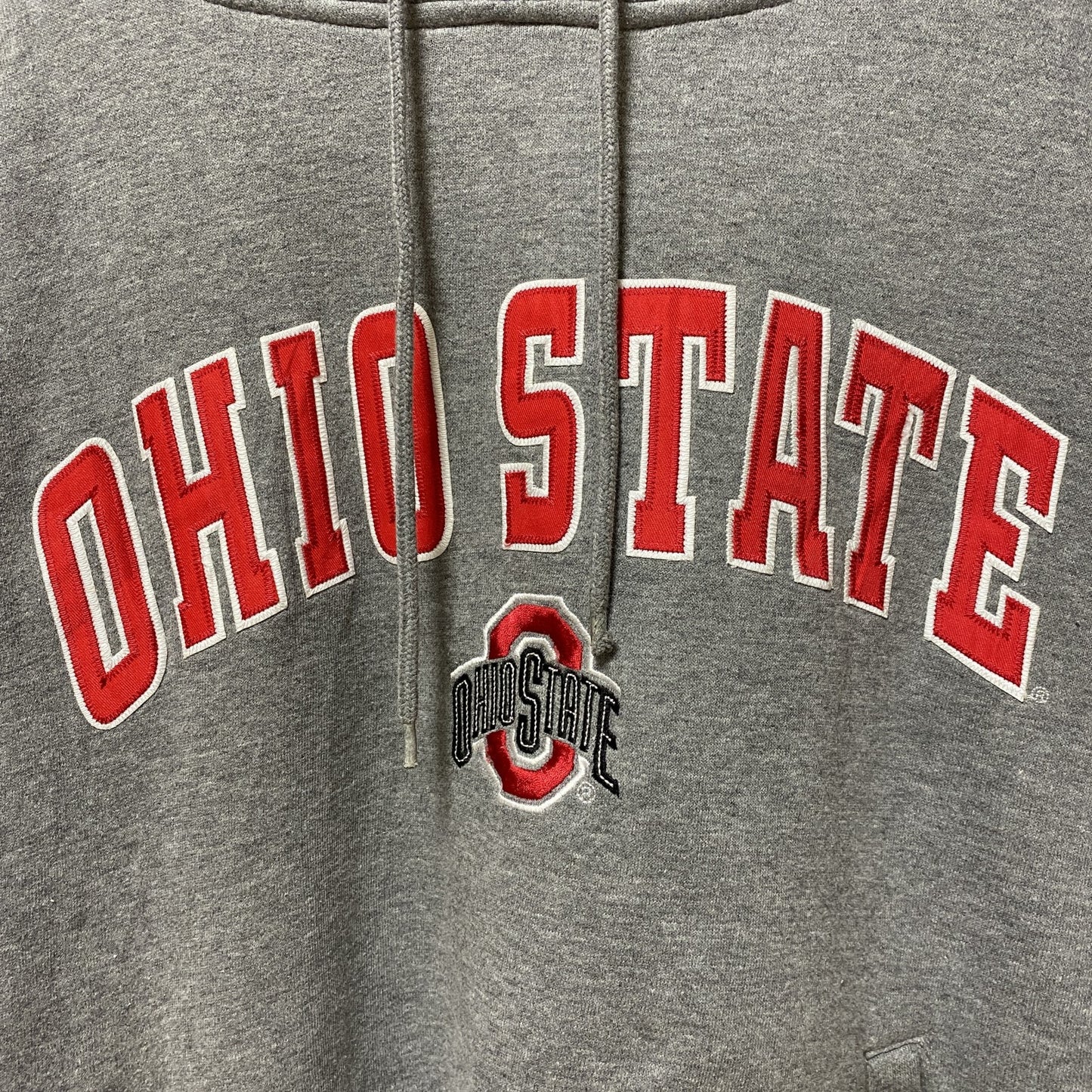 古着 used　CHAMPS OHIO STATE　オハイオ大学　長袖カレッジ刺繍パーカー　グレー　オーバーサイズ　Lサイズ