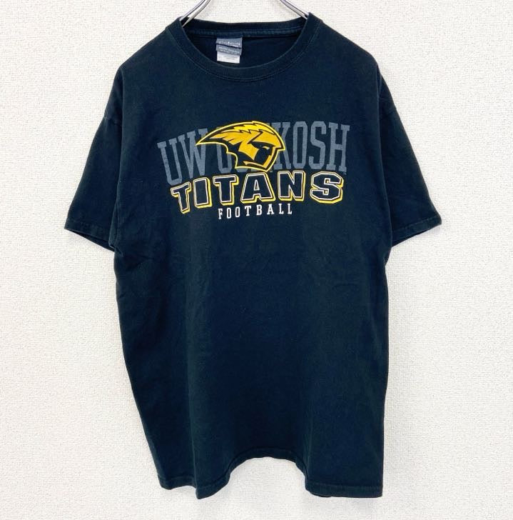 camp david　半袖カレッジプリントTシャツ　ウィスコンシン大学　UW　クルーネック　アメフト　黒　ブラック　Lサイズ　古着