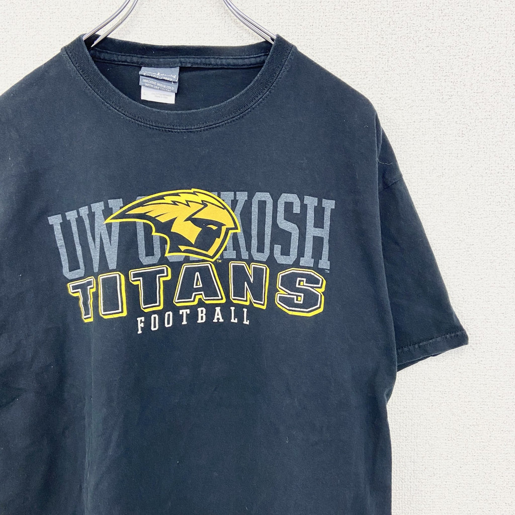camp david　半袖カレッジプリントTシャツ　ウィスコンシン大学　UW　クルーネック　アメフト　黒　ブラック　Lサイズ　古着